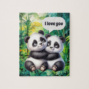 Puzzle Panda de l'amour mignon personnalisable