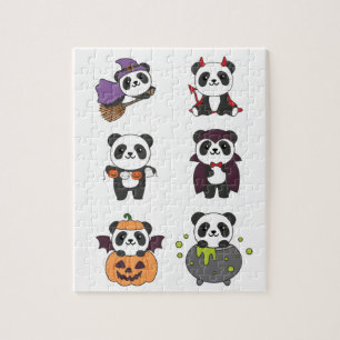 Puzzle Panda Halloween Witch Diable Citrouille Vampire Ji