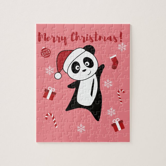 Puzzle Panda Noël Neige Animaux d'hiver Pandas Jigsaw (Vertical)
