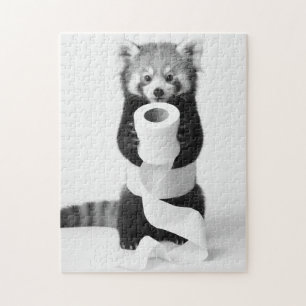 Puzzle Panda roux adorable tenant du papier toilette Mini