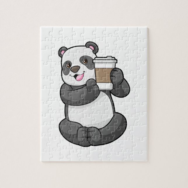 Puzzle Panda with Coffee to go (Vertical)