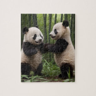 Puzzle Pandas Bébés En Jeu Dans Une Forêt De Bambou,