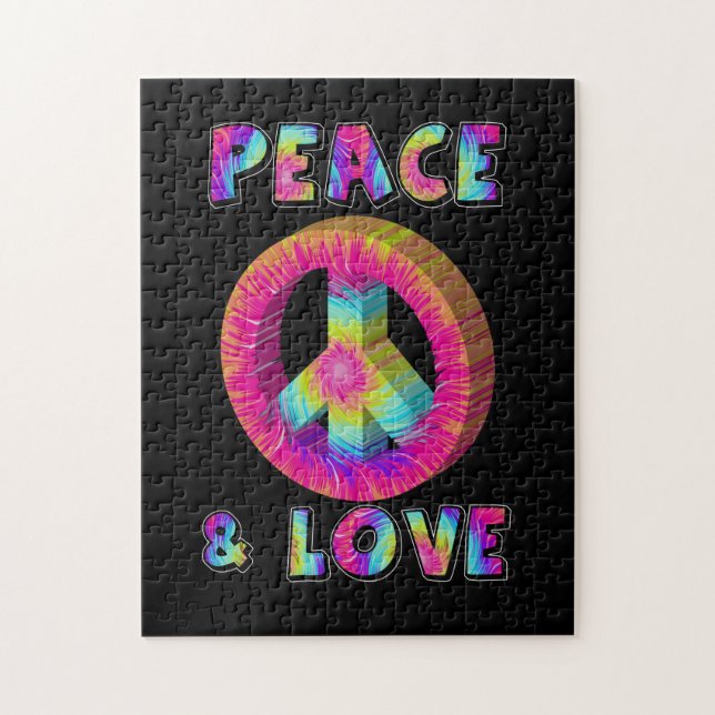 Puzzle Panneau de paix Paix et Amour avec Tie Dye (Vertical)