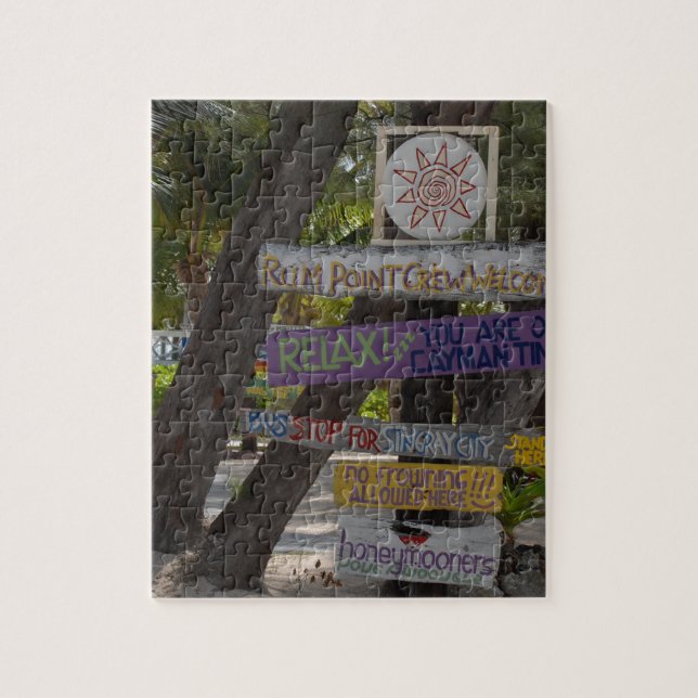 Puzzle Panneau de signalisation Rum Point Grand Cayman (Vertical)