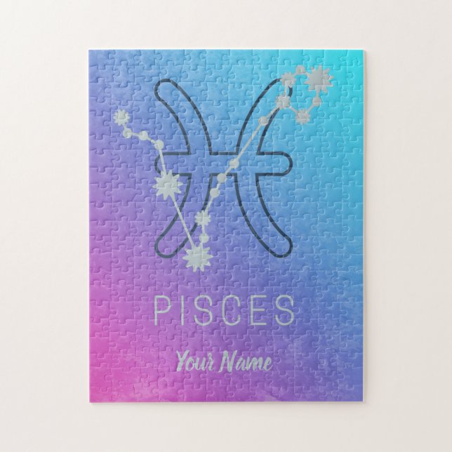 Puzzle Panneau étoile Poissons Zodiac Aquarelle Horoscope (Vertical)