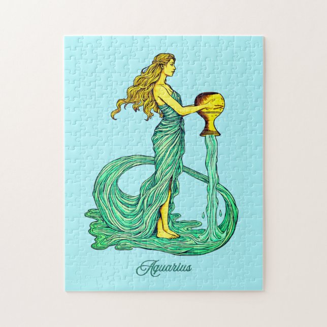 Puzzle Panneau Zodiaque Aquarius, Femme avec eau (Vertical)