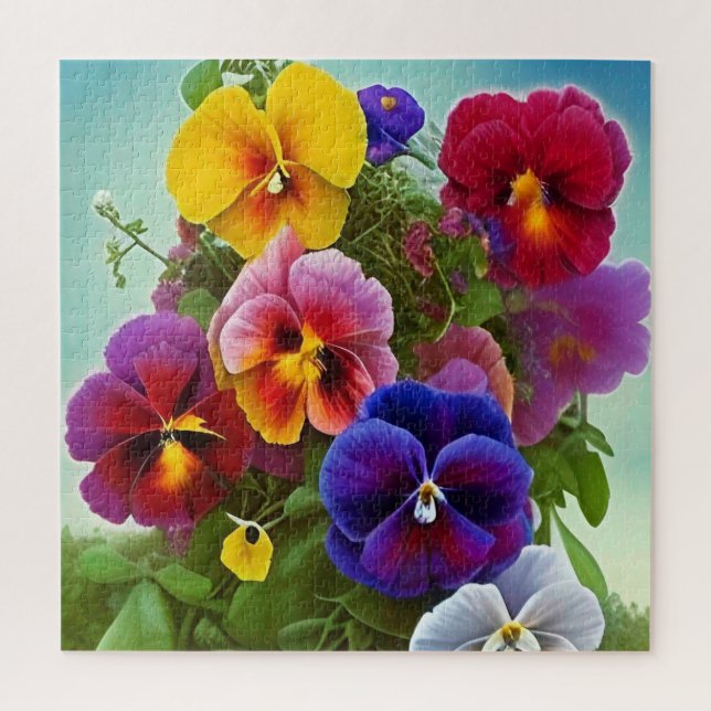 Puzzle Pansies colorées -AI ART (Vertical)
