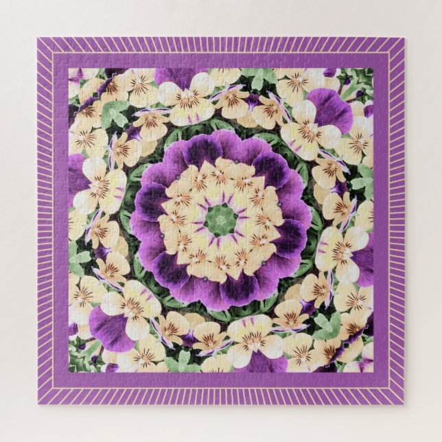 Puzzle Pansies Mandala : Violet antique (Vertical)