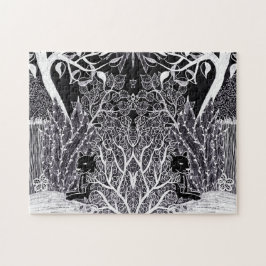 Puzzle Panthère noire dans la jungle - dessin au crayon