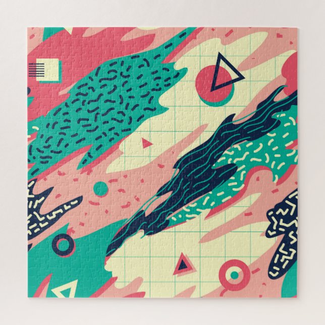 Puzzle Papier peint géométrique Retro tendance Memphis (Vertical)