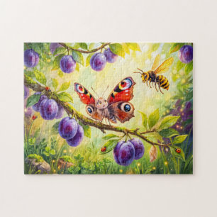 Puzzle Papillon a peur du frelon dans un prunier