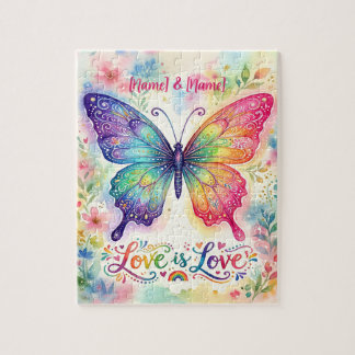 Puzzle Papillon arc-en-ciel à l'aquarelle "L'amour est l'