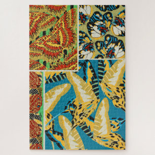 Puzzle Papillon Art Déco Jaune et Turquoise Vibrants