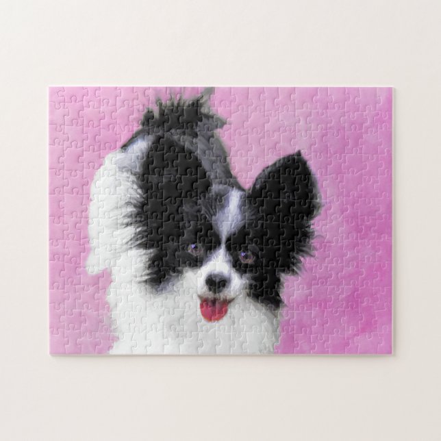 Puzzle Papillon (blanc et noir) Peinture - Chien Art (Horizontal)