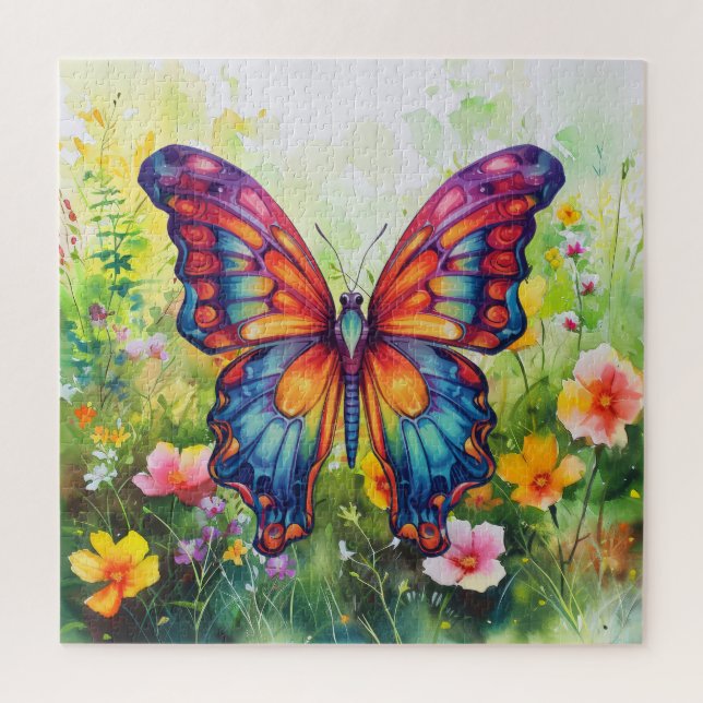 Puzzle Papillon Bleu Orange ailes (Vertical)