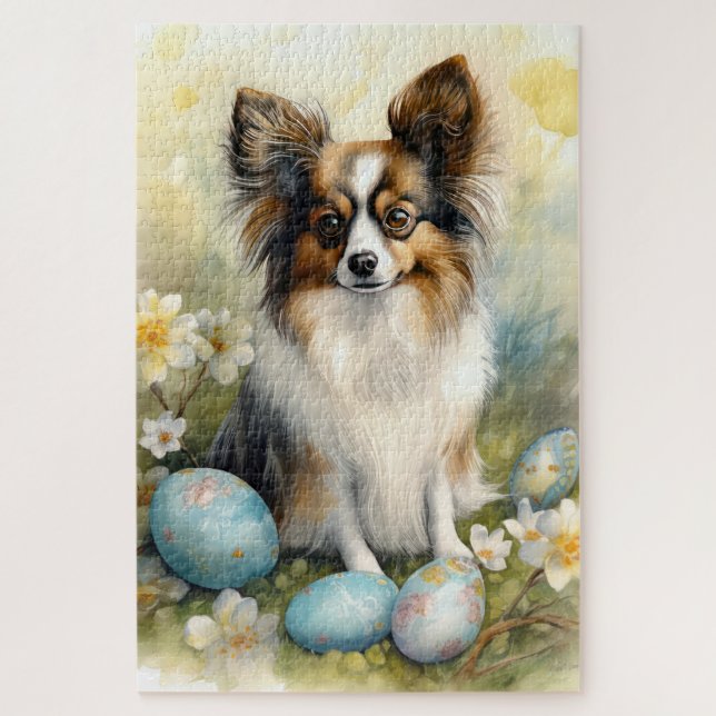 Puzzle Papillon Chien avec Oeufs de Pâques Fêtes (Vertical)