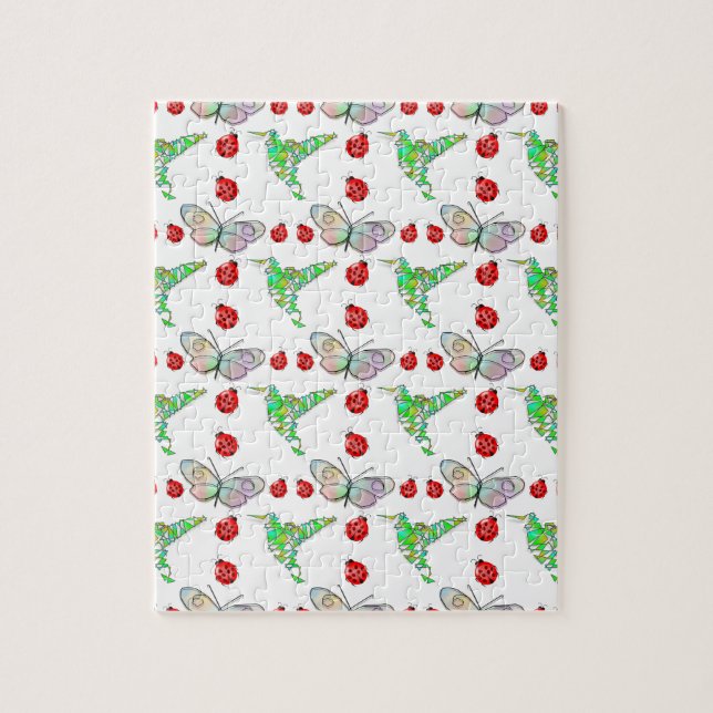 Puzzle Papillon, colibri et Motif de coccinelle (Vertical)