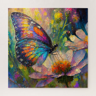 Puzzle Papillon coloré et Fleurs sauvages à Sunrise