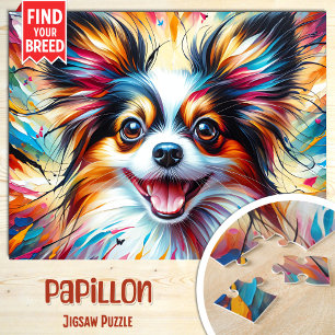Puzzle Papillon Dog Portrait Acrylique Art Imprimer Amour
