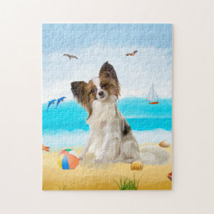 Puzzle papillon Dog sur la plage