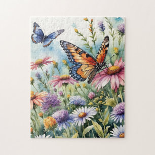Puzzle Papillon Fleurs Sauvages De Prairie De Printemps A