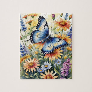 Puzzle Papillon Fleurs sauvages de prairie printanière Aq