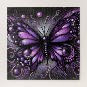 Puzzle Papillon gothique blanc violet noir couleur