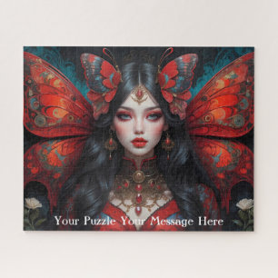 Puzzle papillon gothique rouge fille