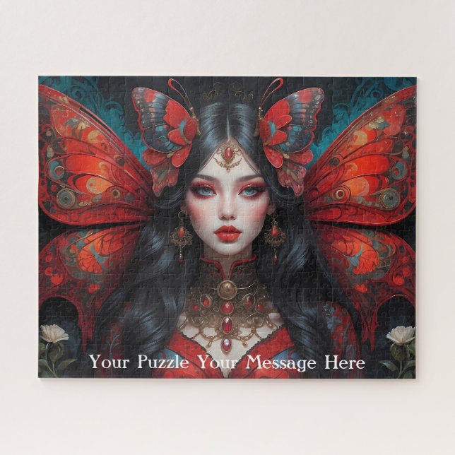 Puzzle papillon gothique rouge fille (Horizontal)