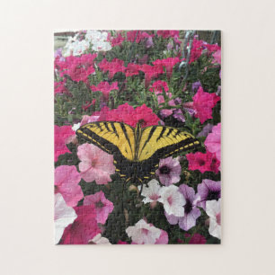 Puzzle Papillon jaune et fleurs difficiles