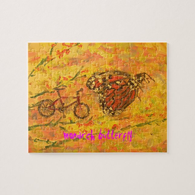 Puzzle papillon monarque et art du vélo (Horizontal)