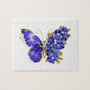Puzzle Papillon saphir à fleurs