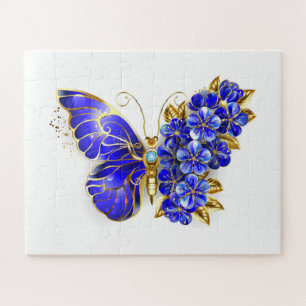 Puzzle Papillon saphir à fleurs