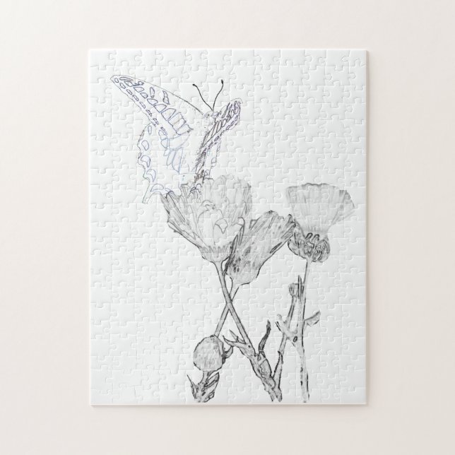 Puzzle - Papillon sur Fleurs (Vertical)