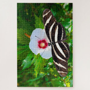 Puzzle Papillon zébrée sur un Hibiscus Red Heart