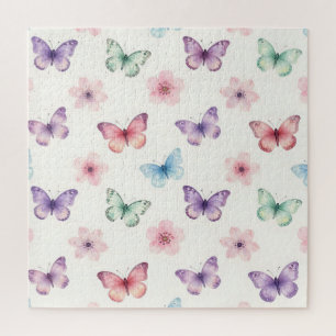 Puzzle Papillons à l'aquarelle motif fleurs de cerisier