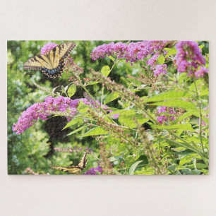 Puzzle Papillons à queue épaisse sur buisson papillon