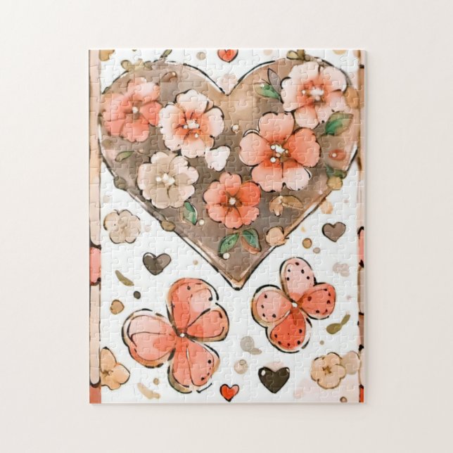 Puzzle Papillons, Coeurs et Fleurs (Vertical)