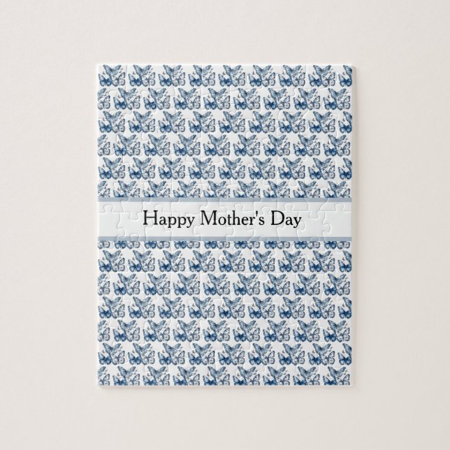 Puzzle Papillons dans Delft Blue, personnalisable (Vertical)
