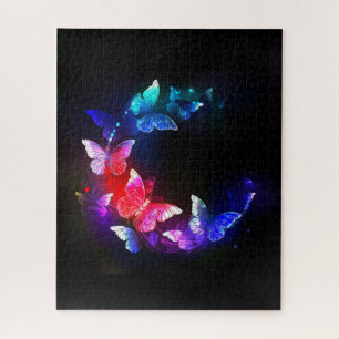 Puzzle Papillons de nuit Neon brillants sur arrière - pla