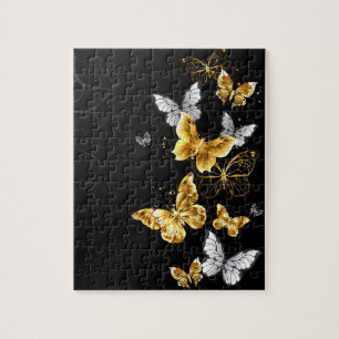 Puzzle Papillons d'or et de blanc