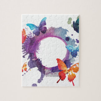 Puzzle Papillons en pastel d'aquarelle autour d'un anneau