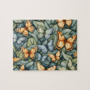 Puzzle Papillons Motif Bleu Vert Jaune
