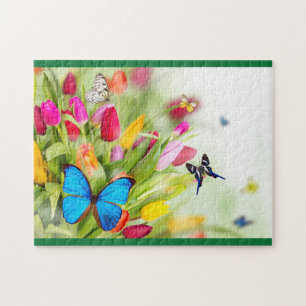 Puzzle papillons & tulipes