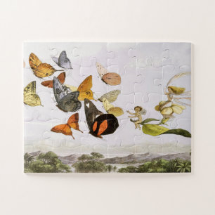 Puzzle Papillons vintages & Fée Vieux art d'illustration