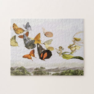 Puzzle Papillons vintages & Fée Vieux art d'illustration