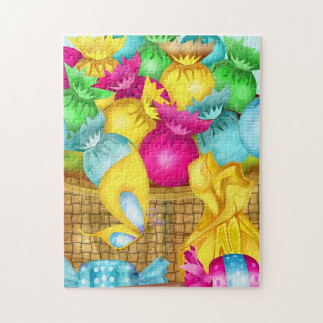 Puzzle Pâques Candy Folk Art FILLES STUFFER DE PANIER (Vertical)