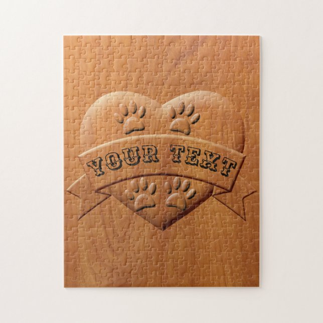 Puzzle Paquets Coeurs Et Dessin De Ruban Avec Texte Perso (Vertical)