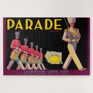 Puzzle Parade citron crate imprimé étiquette des années 1
