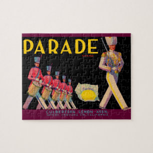 Puzzle Parade citron crate imprimé étiquette des années 1